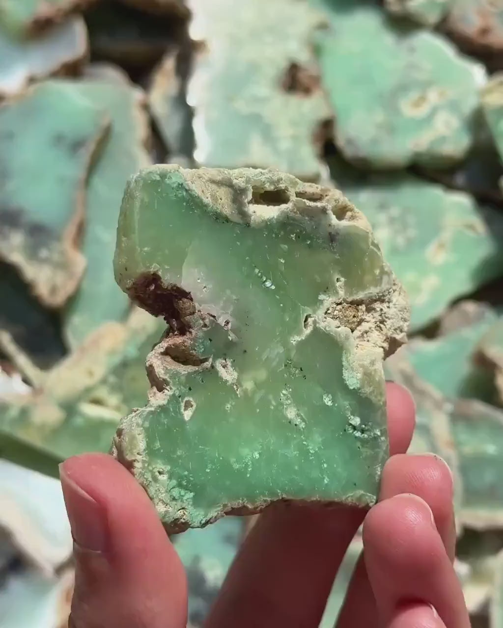 Mint Chrysoprase Slice (Indonesia) | polished green chrysoprase, chrysoprase slice, green chalcedony, mineral specimen