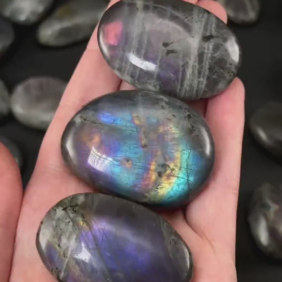 Purple/ Pink Labradorite Palm Stone, labradorite palmstone, purple labradorite, flashy labradorite, palm stones