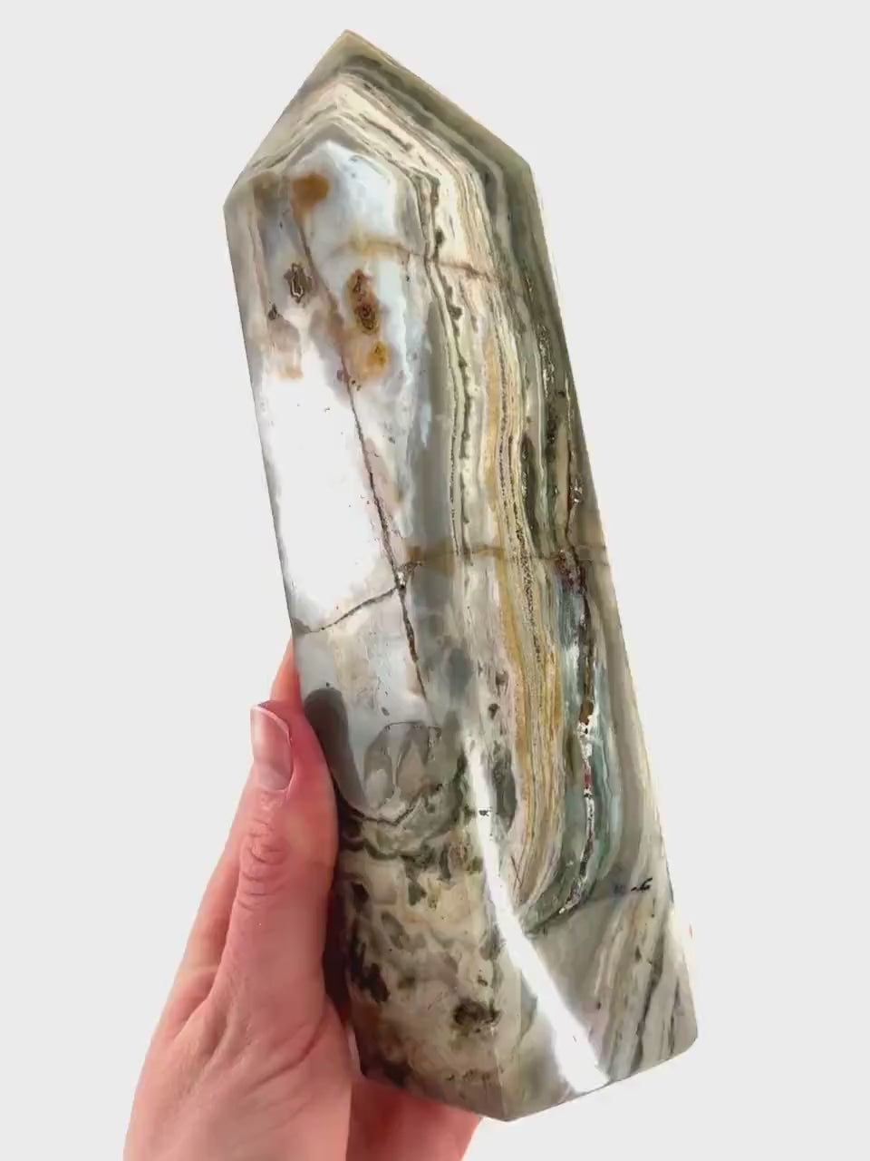 Ocean Jasper Point, orbicular jasper point, crystal point, ocean jasper crystal, orbicular jasper