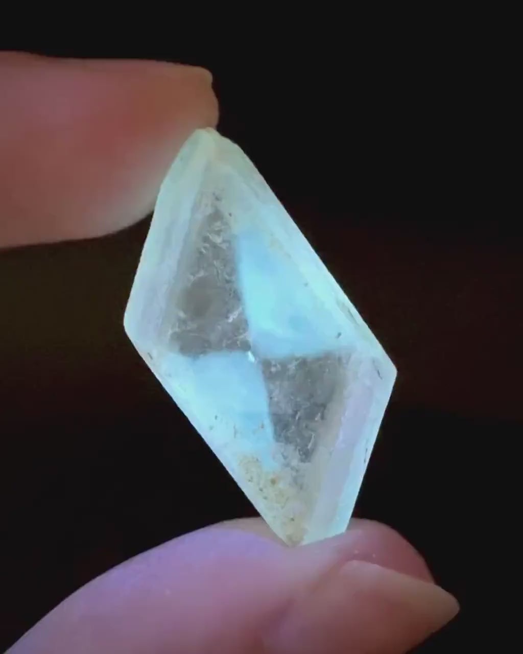 Hourglass Selenite | Phosphorescent UV Reactive Gypsum Crystal from Canada