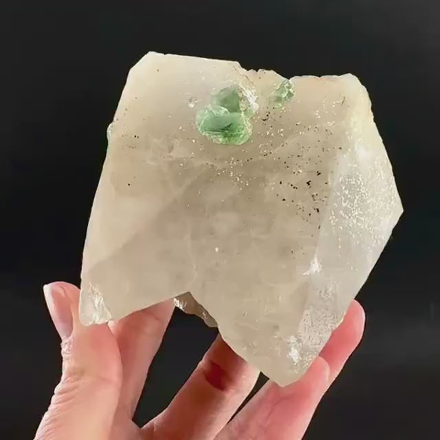 Fluorite w/ Smoky Quartz | green crystal, mineral specimen from Erongo, Namibia
