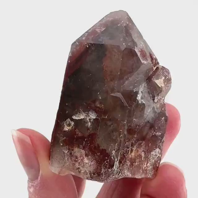 Red Hematite Quartz Cluster (Zimbabwe), quartz crystal, hematite quartz point, red phantom quartz, fire quartz