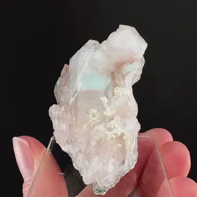 Rare! Ajoite, Copper, & Kaolinite Included Quartz (South Africa) | ajoite quartz, blue quartz, rare minerals, terminated ajoite quartz