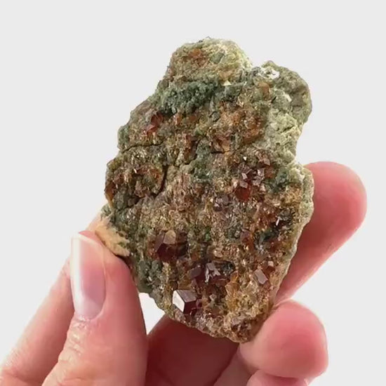 Spessartine Garnet w/ Epidote (Pakistan) | orange garnet crystal, mineral specimen