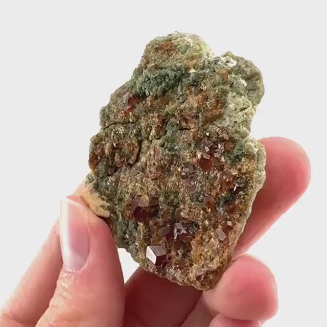 Spessartine Garnet w/ Epidote (Pakistan) | orange garnet crystal, mineral specimen
