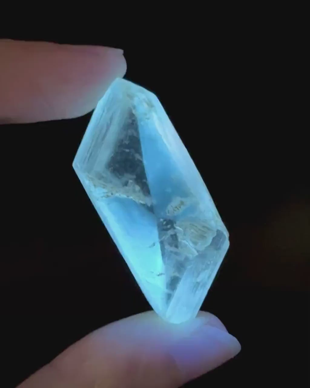 Hourglass Selenite | Phosphorescent UV Reactive Gypsum Crystal from Canada