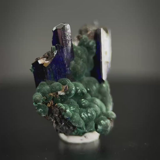 Azurite with Malachite | blue crystal, mineral specimen from Tsumeb Mine, Namibia