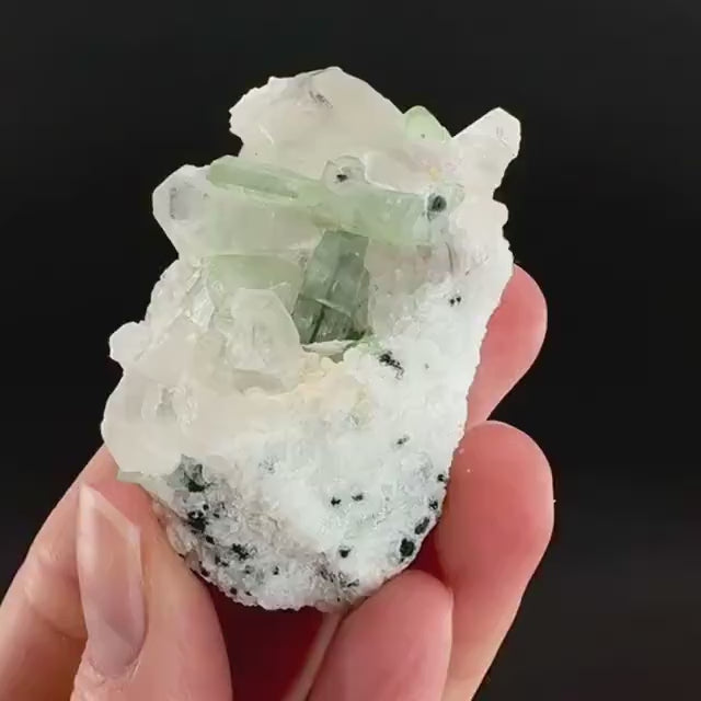 Tourmaline on Quartz | Natural Green Crystal, Mineral Specimen from Pakistan