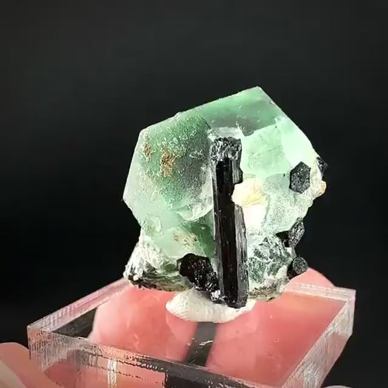 Fluorite w/ Schorl, & Muscovite | Lollipop Pocket, green crystal, mineral specimen from Namibia