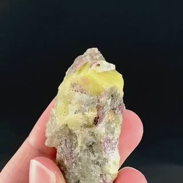 Londonite with Liddicoatite | yellow & pink crystal, rare mineral specimen from Madagascar